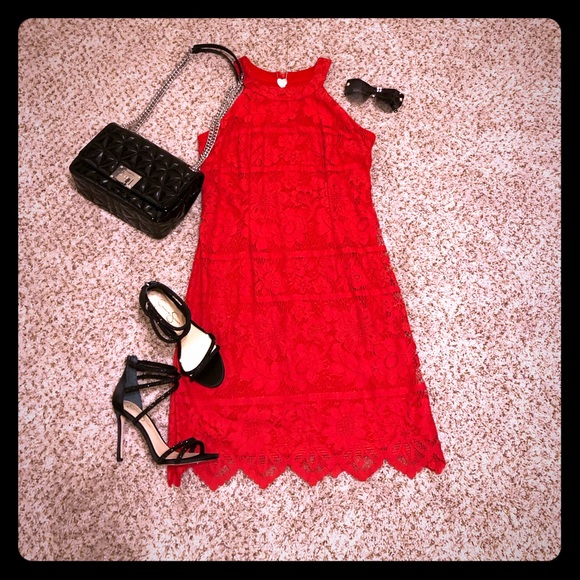 Leslie Fay Dresses & Skirts - Brand 🆕 Beautiful Red Lace Dress